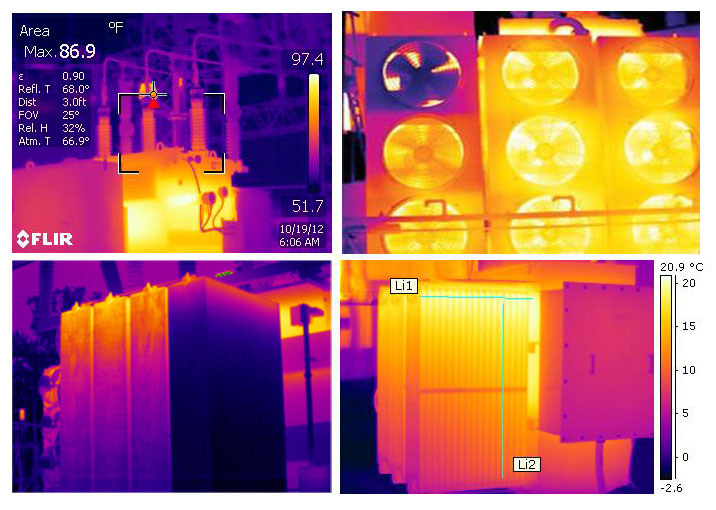 a thermographic camera can be used to detect hot spots and other problems in transformers